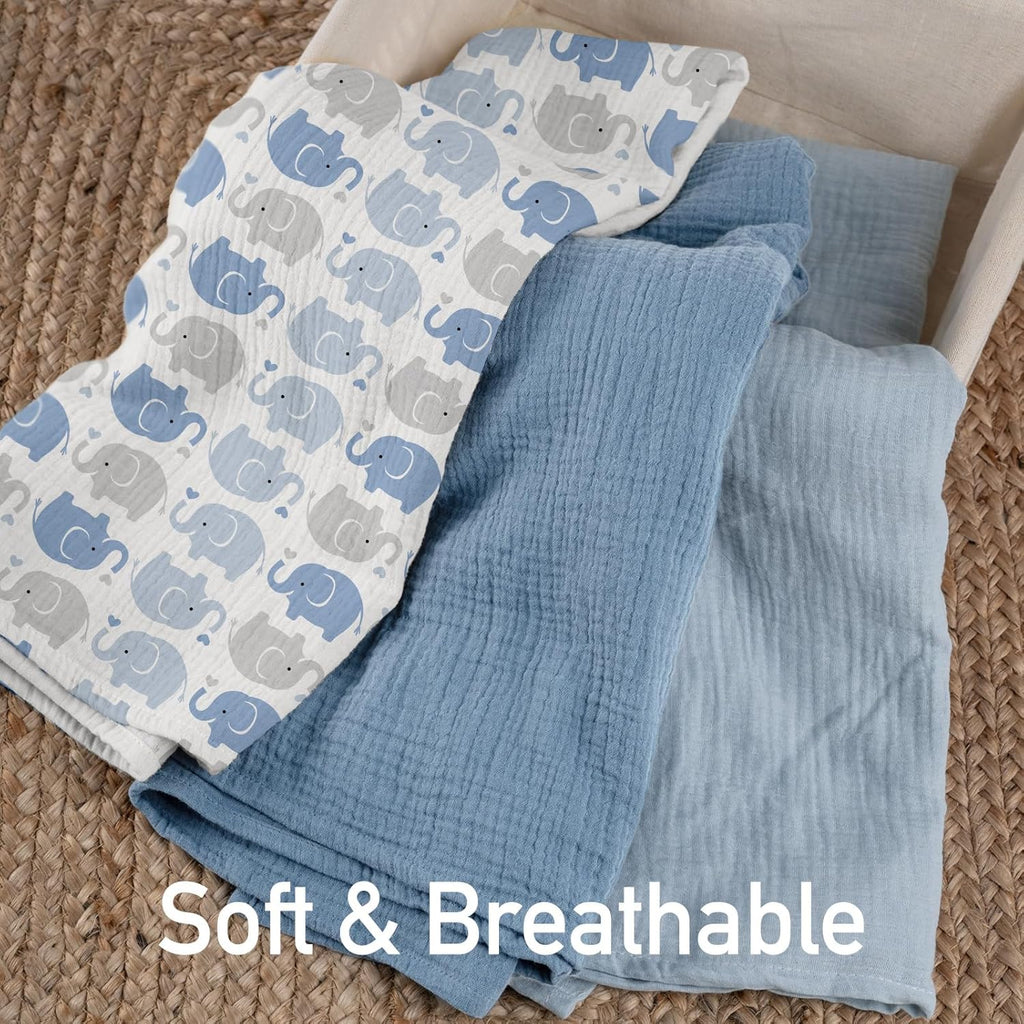 Muslin Swaddle Blankets for Boys, Large 40''x38''