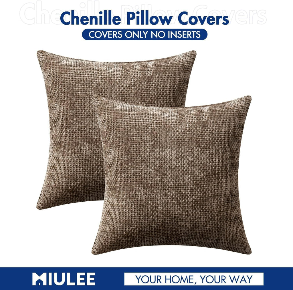 Decorative Brown Euro Sham Pillow Covers 26x26 Inch 2 Pack