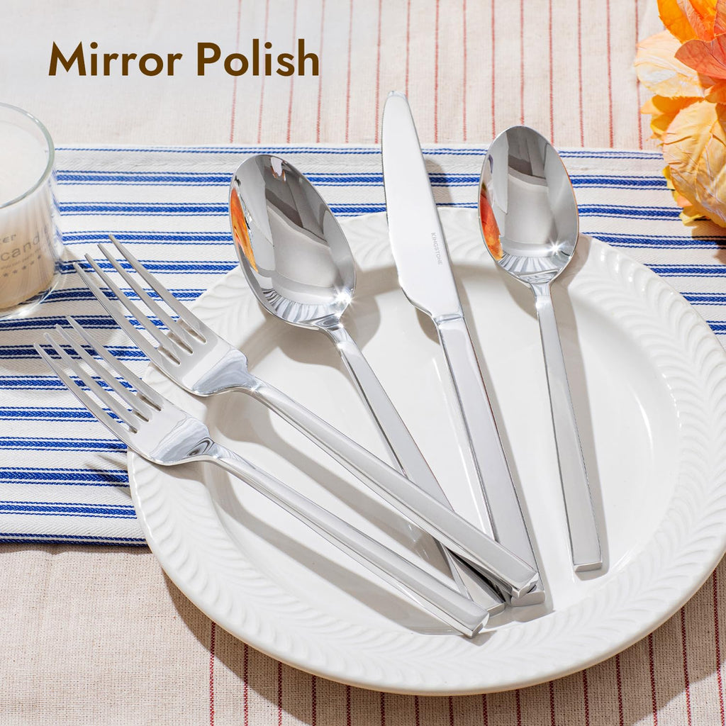 Silverware Set for 4, 20Pcs Flatware Set, Square Handle Stainless Steel