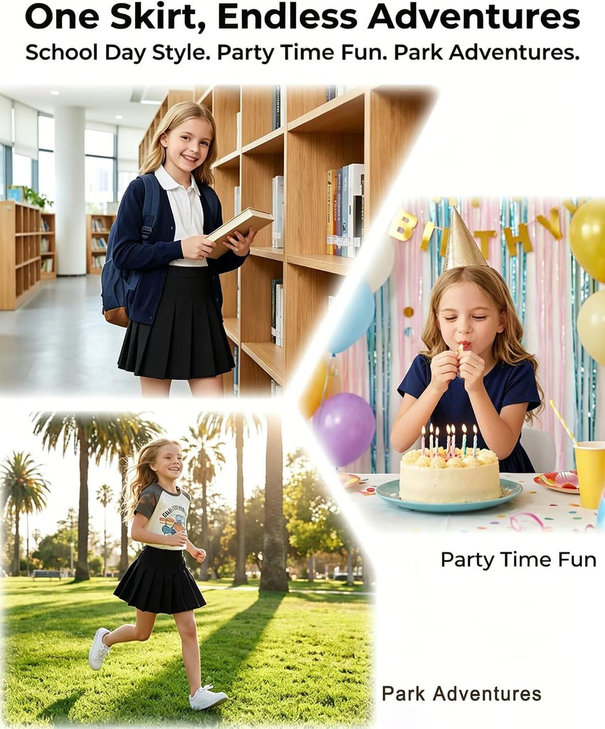 Uniform Skirts for Girls Pleated Tennis Skort with Pockets