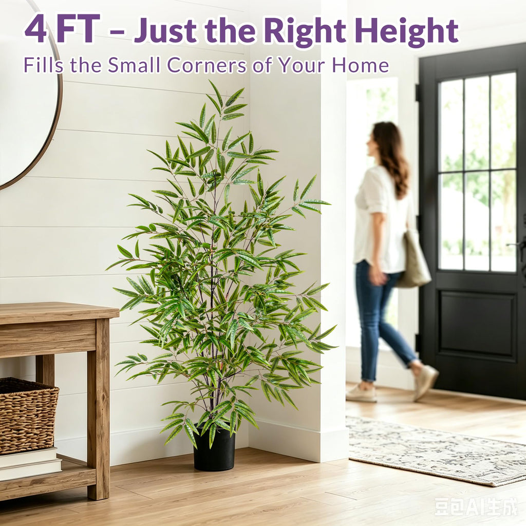 Tall Artificial Bamboo Trees Large Faux Plastic Silk Plants Indoor Outdoor Realistic Floor Plant Potted Fake Bamboo