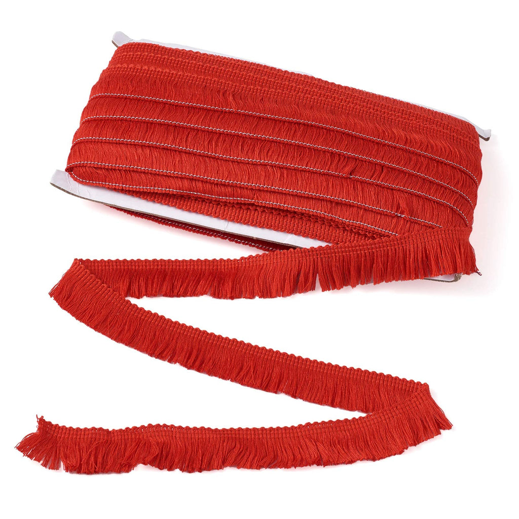 Fringe Trim Tassel 1 Inch Polyester Fibre Lace Ribbon Trim for Sewing Clotheing Home Decors, Dark Red - 27 Yards