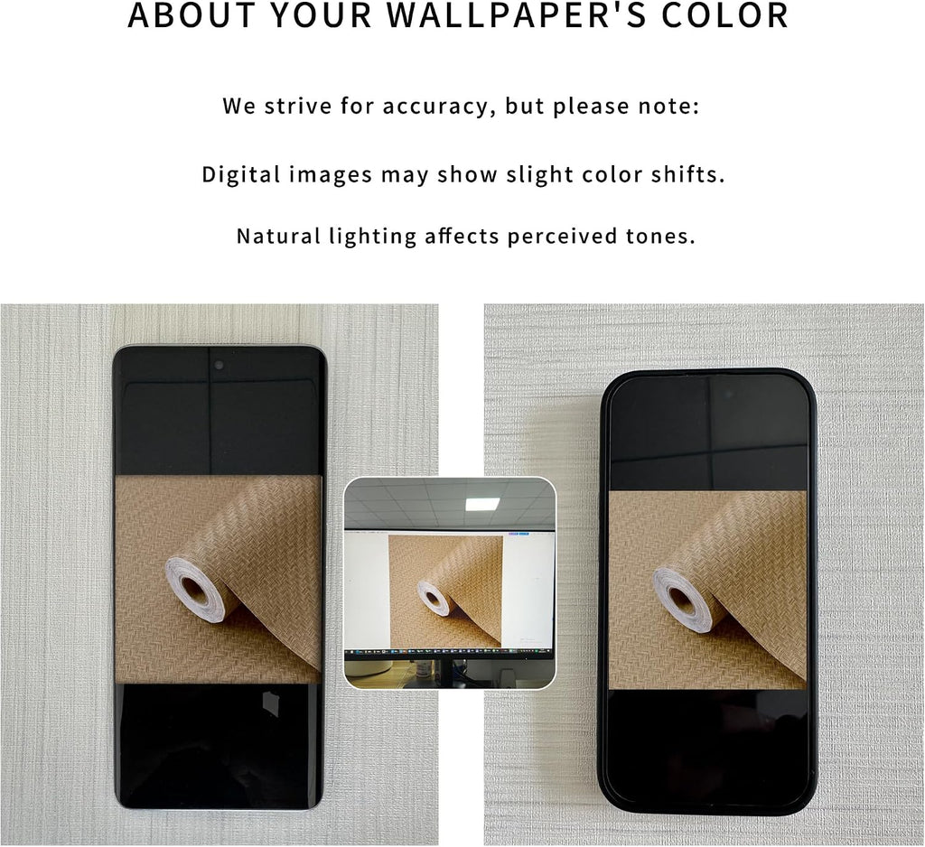 Fabric Wallpaper Textured Contact Paper Grasscloth Peel and Stick | 24" x 393" Faux Linen Wall Paper, Self Adhesive