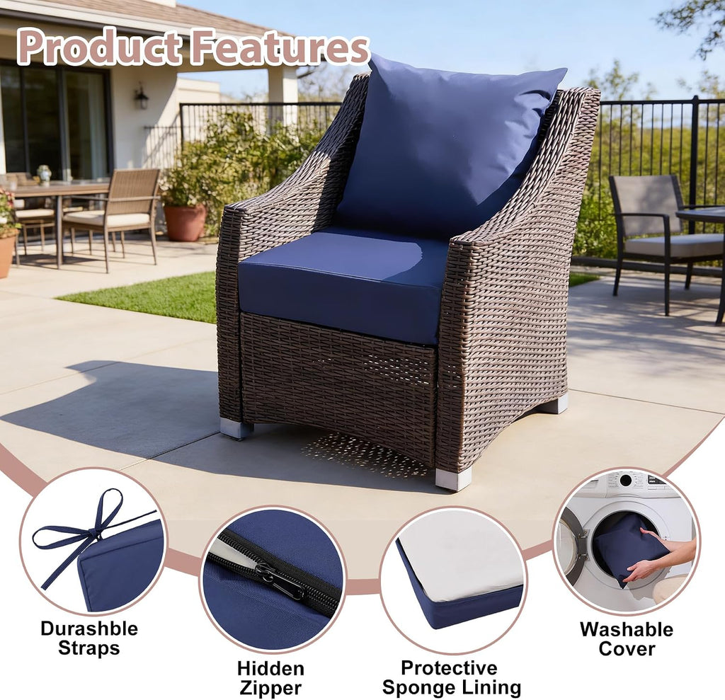 Outdoor Deep Seat Cushion Set, 24x24 Inch Water-Resistant & Fade-Resistant Outdoor Chair Cushions, Patio Furniture