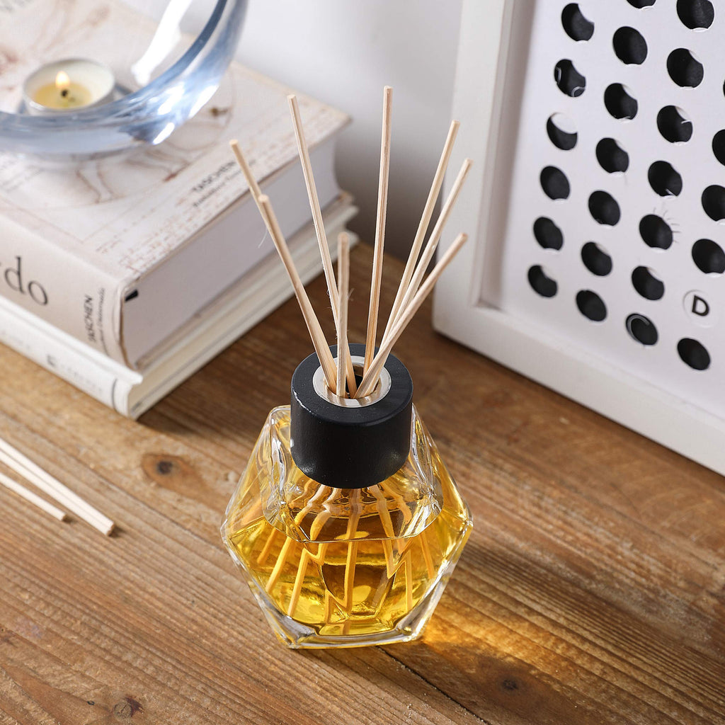 3PC Clear Glass Reed Oil Diffuser Bottles, 7oz, with Black Caps (Diffuser Oil is not Included)
