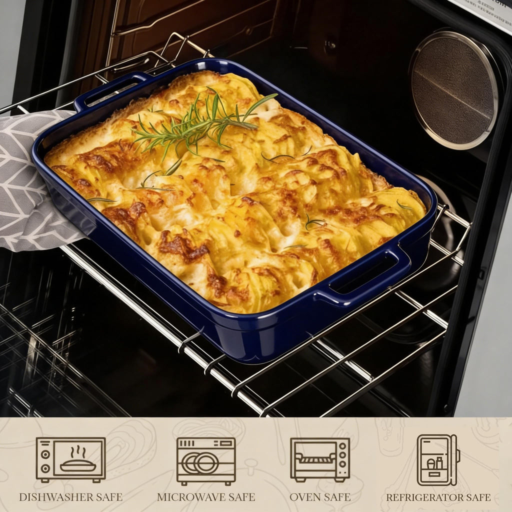 5.5 Quart Casserole Dish, Large Baking Dish Cookware, 14.7x10 Inch Deep Lasagna Pan for Oven, Ceramic Bakeware for