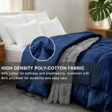 Luxury Goose Feather Down Fiber Comforter Queen, 300TC Blue Cotton Blended Duvet Insert