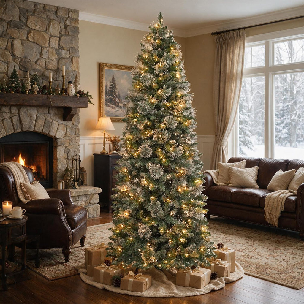 Slim Pencil Prelit Christmas Tree with Pine Needles