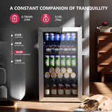 Beverage Refrigerator Cooler - 126 Can Mini Fridge with Glass Door for Soda Beer