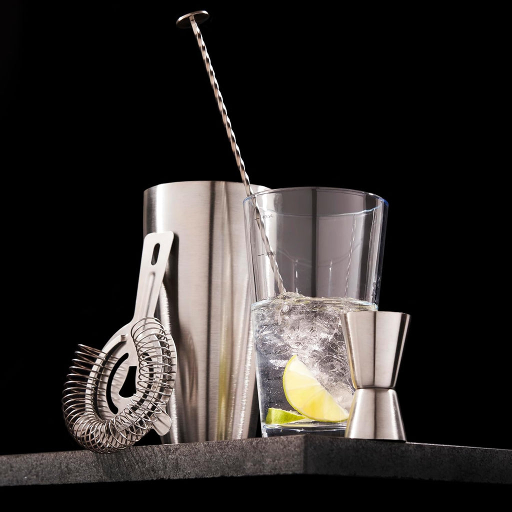 7-Piece Bartender Kit for Mixed Drinks and Cold Brew Cocktails, Includes Boston Shaker Tin, Mixing Glass, Jigger - Set of 7