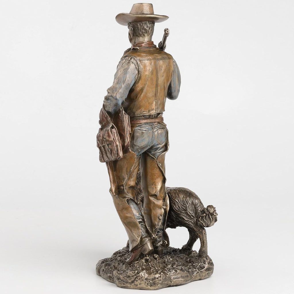 11 1/2 Inch Frontier Companions Cowboy with Dog Cold Cast Resin Bronze Finish Sculpture