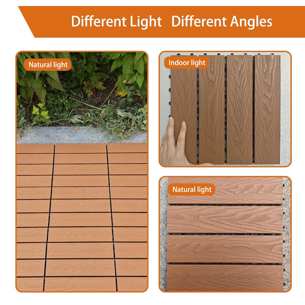 Polymer Composite Interlocking Deck Tiles Outdoor,12x12 Thick Composite Patio Floor Tiles Decking Boards for All