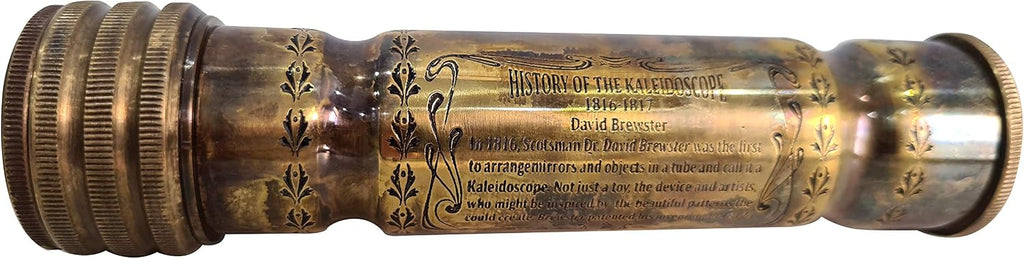 Handmade Vintage Brass Kaleidoscope - Antique Style Engraved Collectible for Desk Display - Unique Steampunk Gift &
