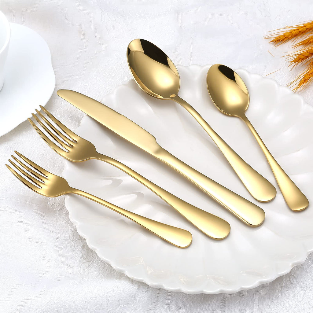Gold Silverware Set, 20-Piece Flatware Set Service for 4