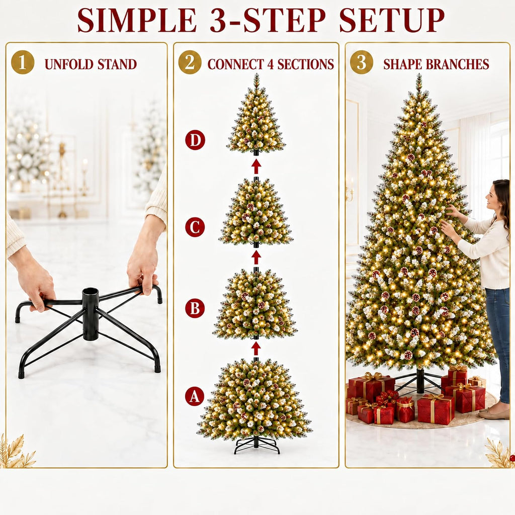Pre-Lit Artificial Christmas Tree, 900 Lights, 1800 Tips