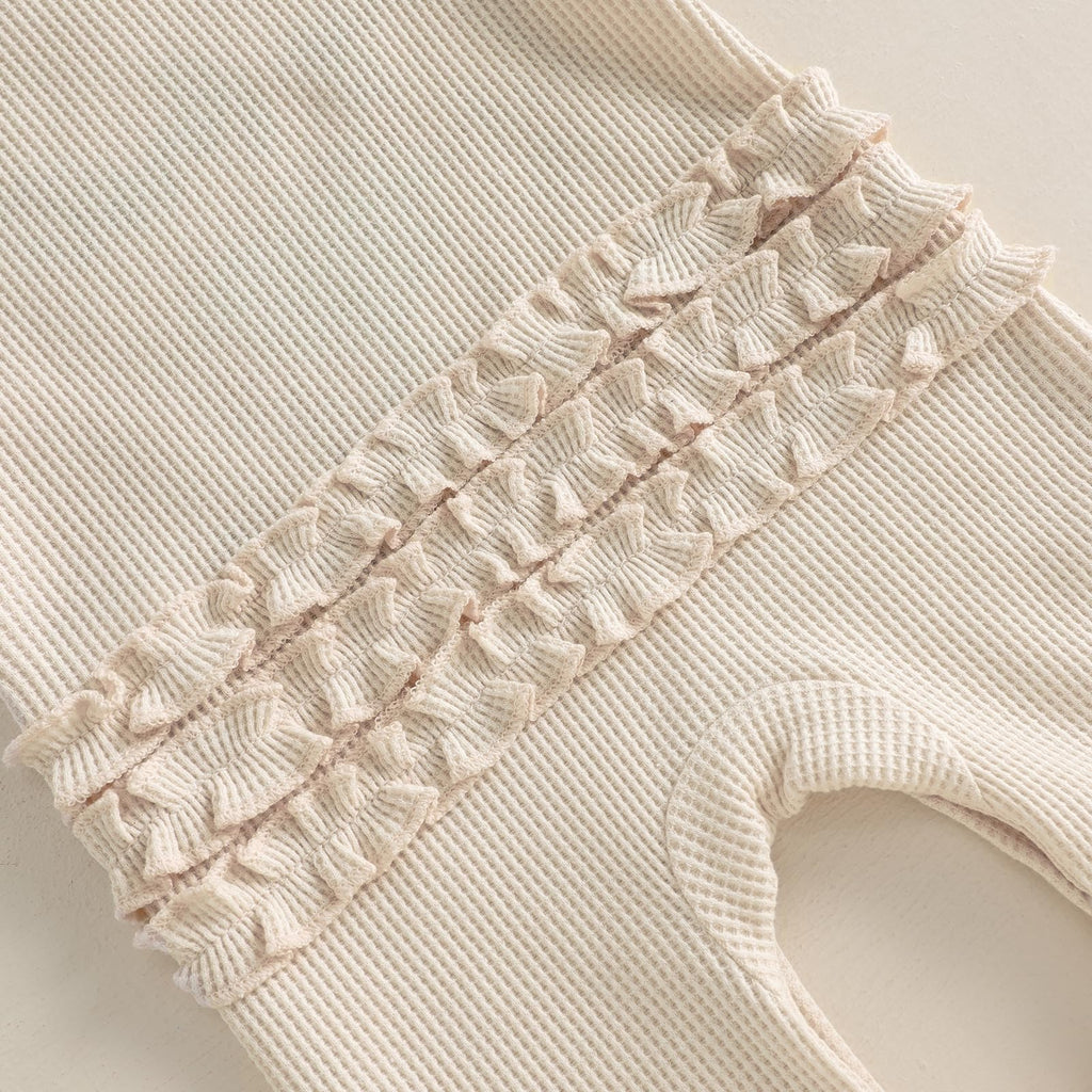 Baby Girl Hanukkah Outfits Long Sleeve Jumpsuit with Headband (My first Hanukkah Beige, )