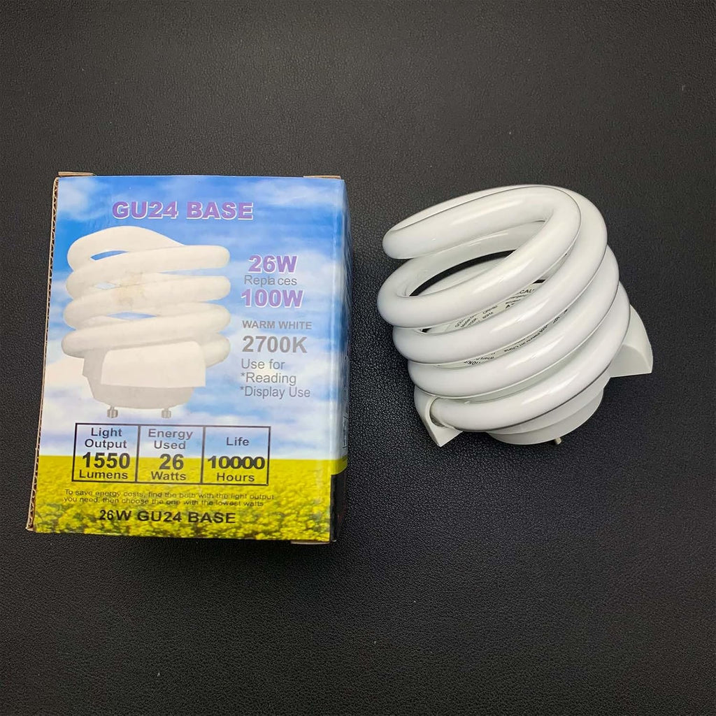 Compact Flourescent Bulbs CFL Light Bulbs Energy Efficient UL 26W 2700K 1550lm Spiral GU24 Base (2)