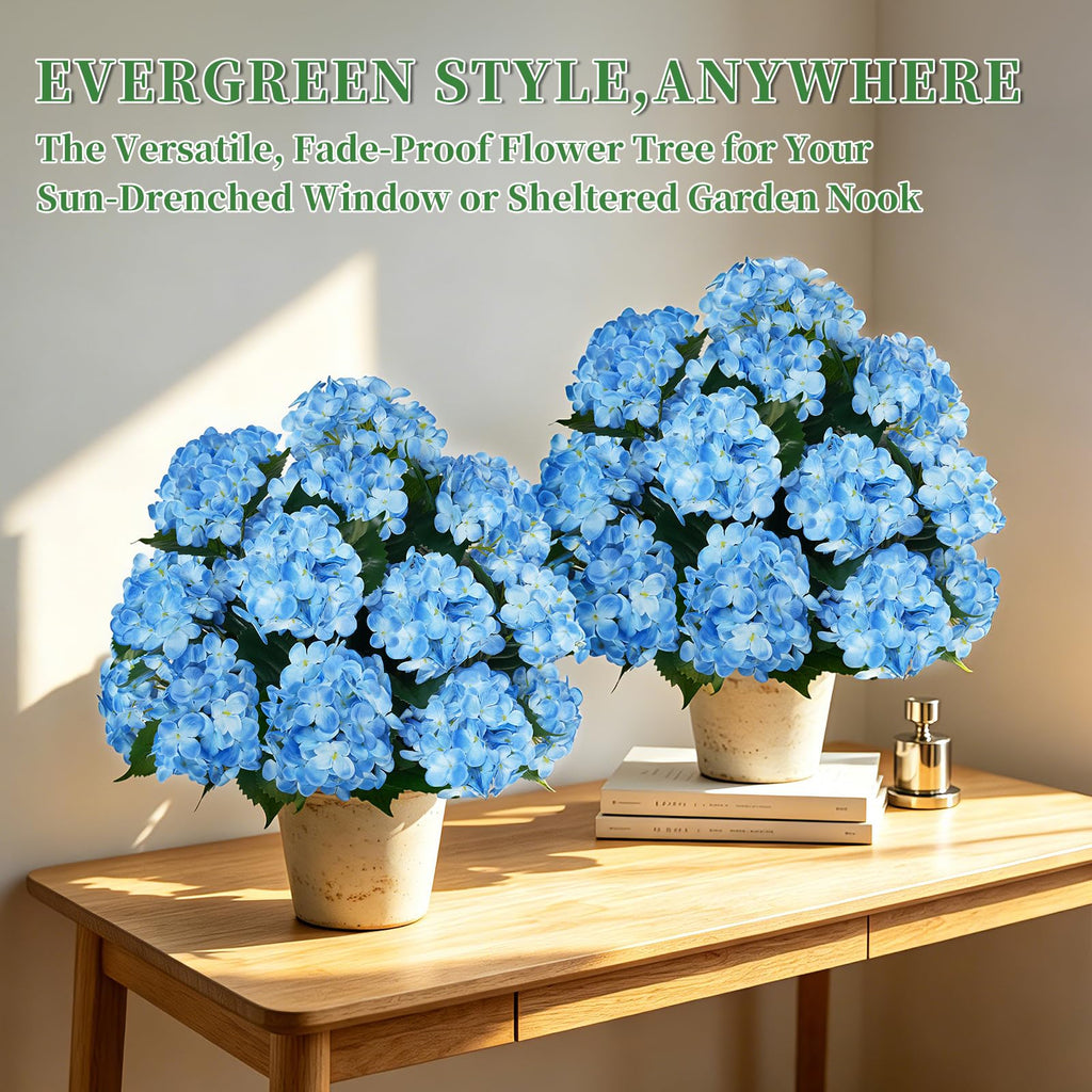 2 Pack 33" Artificial Topiary Ball Trees with Blue