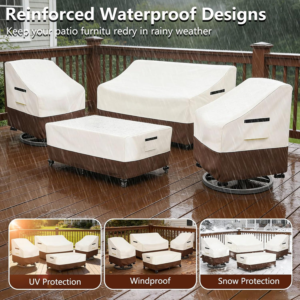Patio Furniture Covers 4 Piece Set, 600D Heavy Duty Outdoor Furniture Covers Waterproof 3-Seater Sofa,Swivel Rocker