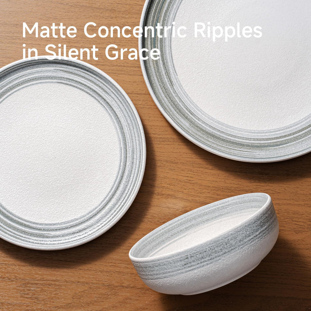 Stoneware Dinnerware Set for 6, 18-Piece Ceramic Plates & Bowls