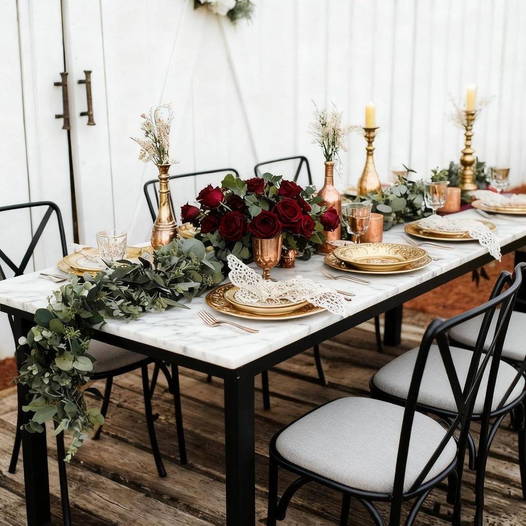 6.56 FT Faux Silver Dollar Eucalyptus Garland, Hanging Greenery Vines Artificial Leaves for Wedding Reception Table