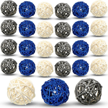 Wicker Rattan Balls Decorative Balls for Vase Centerpiece Vase Fillers Bowls Orbs Filler for Spring Summer - Set of 24
