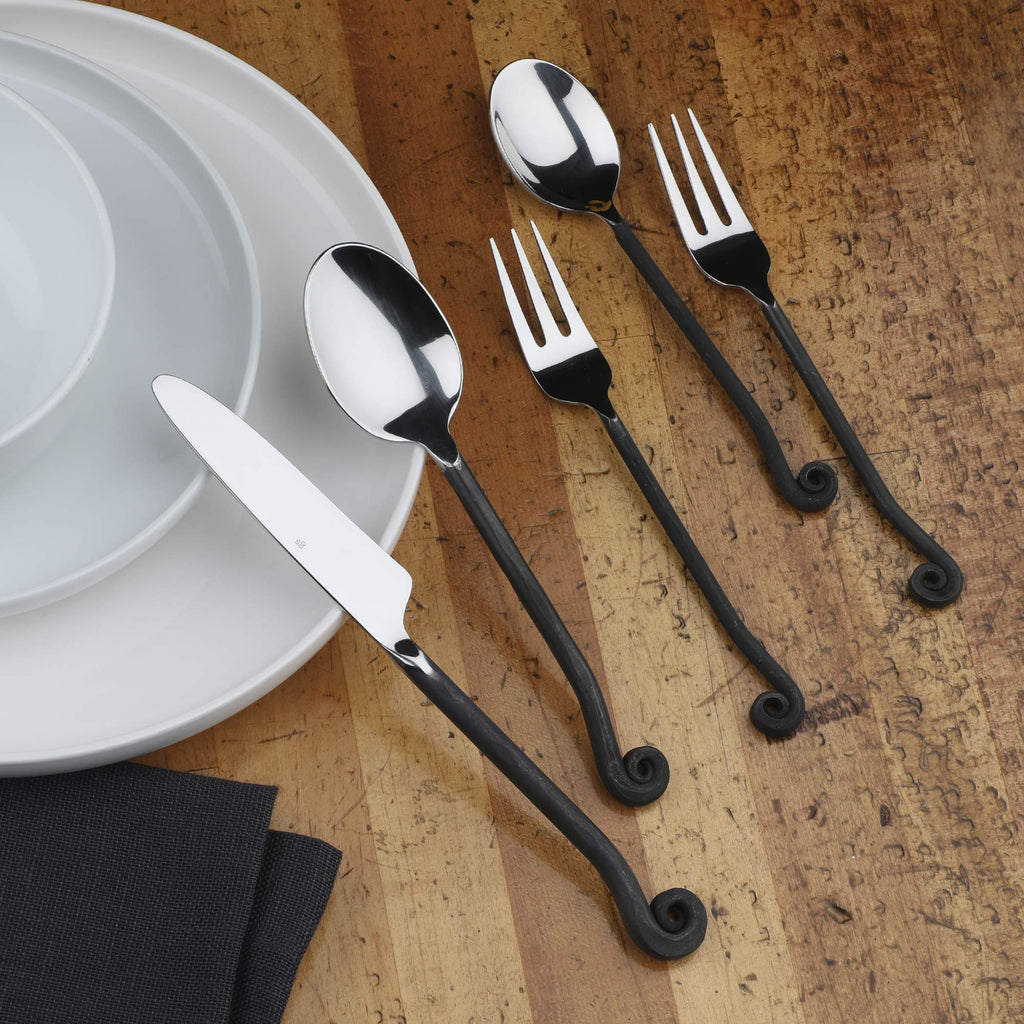 20-Piece Flatware Treble Clef Collection Black Silverware Cutlery Kitchen Sets, Stainless Steel Utensils