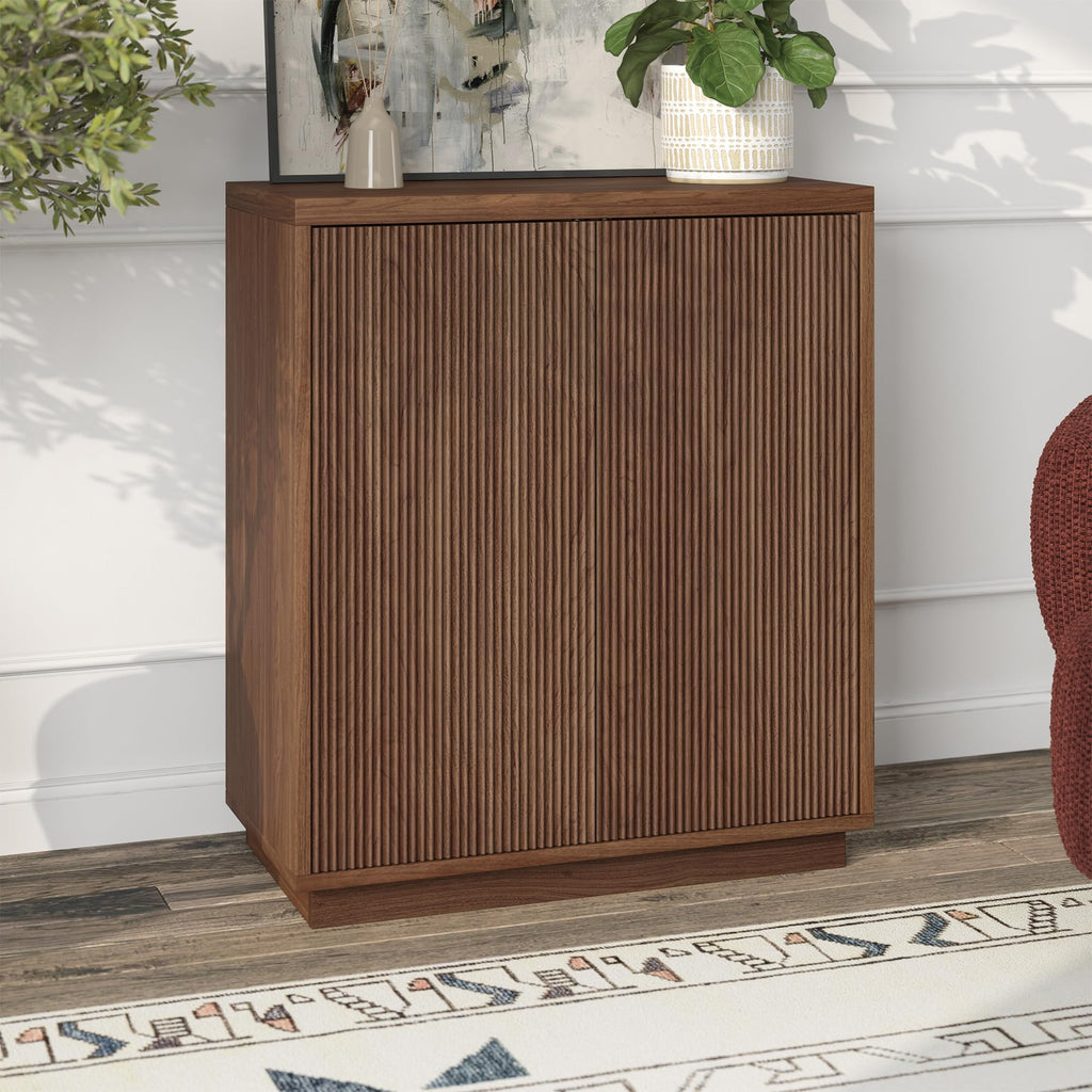 28" Fluted Accent Cabinet, Sideboard Buffet, Medium Walnut