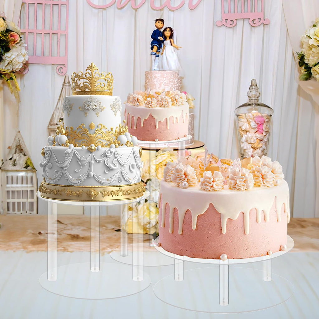 Tier Large Acrylic Glass Round Wedding Cake Stand, 10'' 12'' 13.5'' - Set of 3