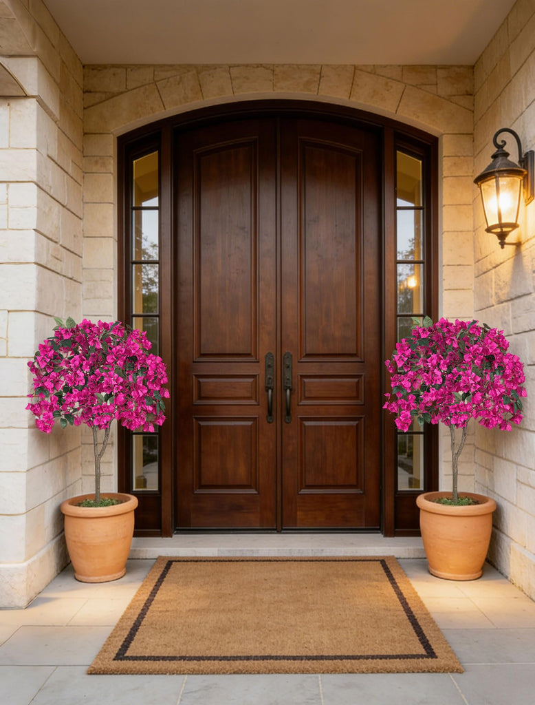 3.9ft Bougainvillea Artificial Tree for Porch, Set of 2, Hot Pink