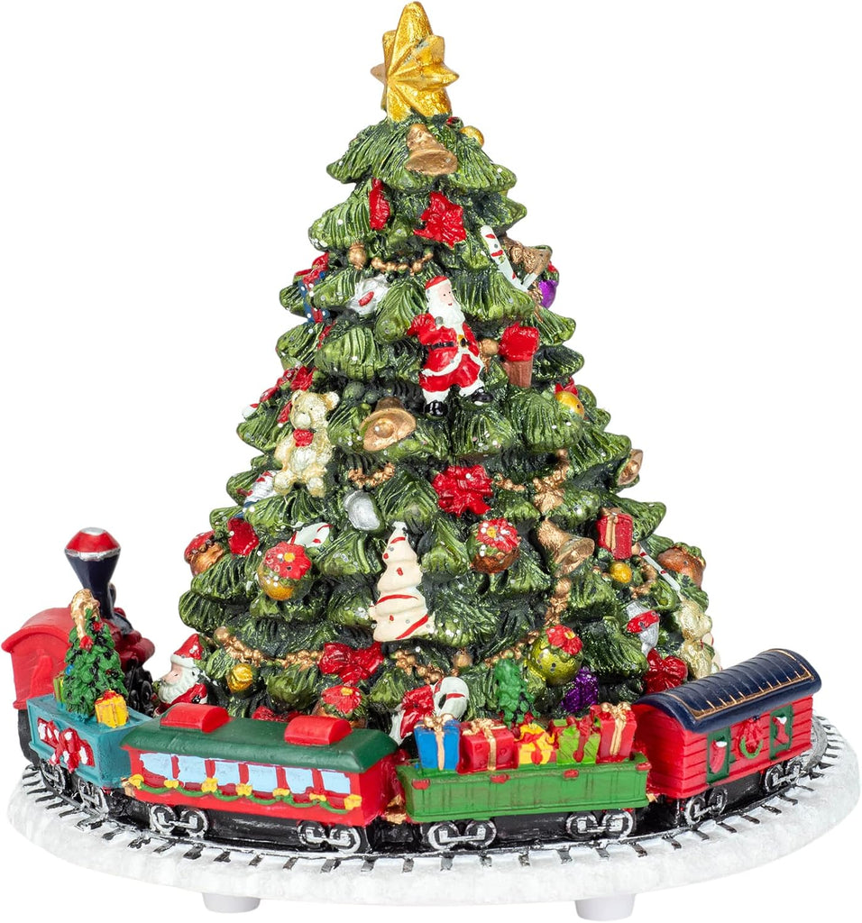 6-Inch Christmas Tree with Revolving Train Music Box