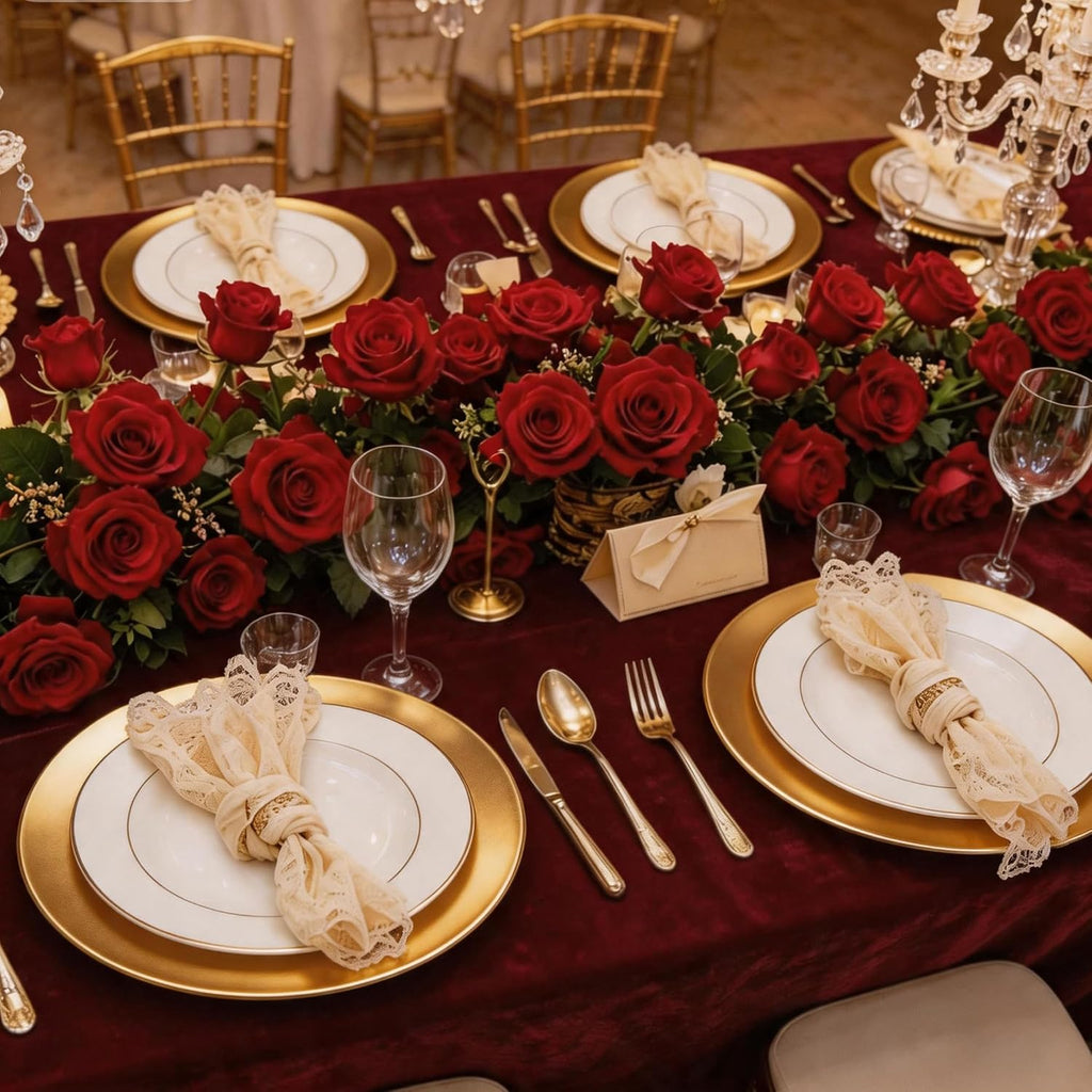 Charger Plates Bulk 13 Inch Plastic Charger Plates Round Plate Chargers for Dinner Wedding Party Event Table - Set of 10