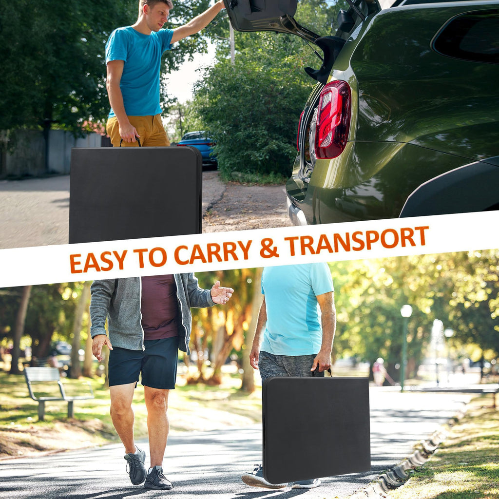 8 Foot Folding Table 350 LBS Heavy Duty, 18% Thicker HDPE Waterproof Top, Portable Fold in Half with Carry Handle and