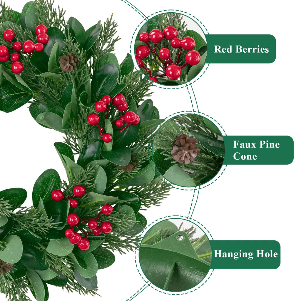 Artificial Christmas Wreath 14" 2 pcs Small Winter Wreaths