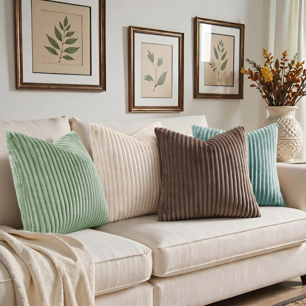 Fall Soft Sage Green Flannel Throw Pillow Covers 20X20 Set of 2