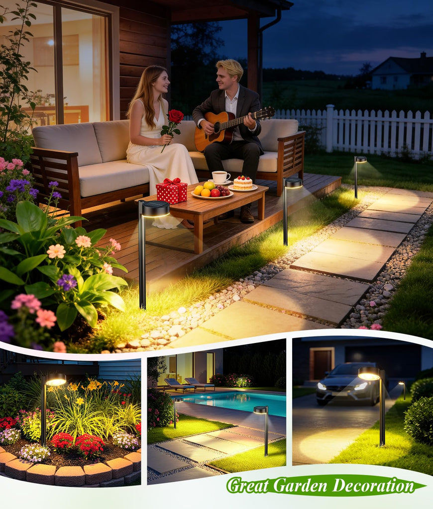12 Pack Solar Pathway Lights Outdoor, Solar Powered Landscape Path Light with Larger LED Lens, Brighter Up to 12 Hrs