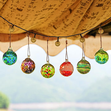 Hand-Blown Glass Ornament Balls 2.3'' Hanging Witches Ball Gazing Ball - Set of 6