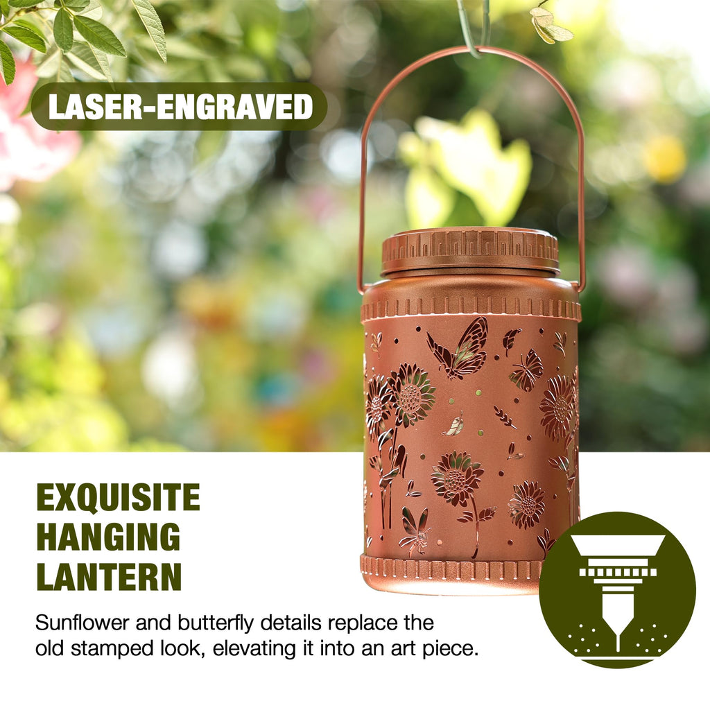 6 Pack Solar Stake & Hanging Lanterns Outdoor Sunflower Butterfly