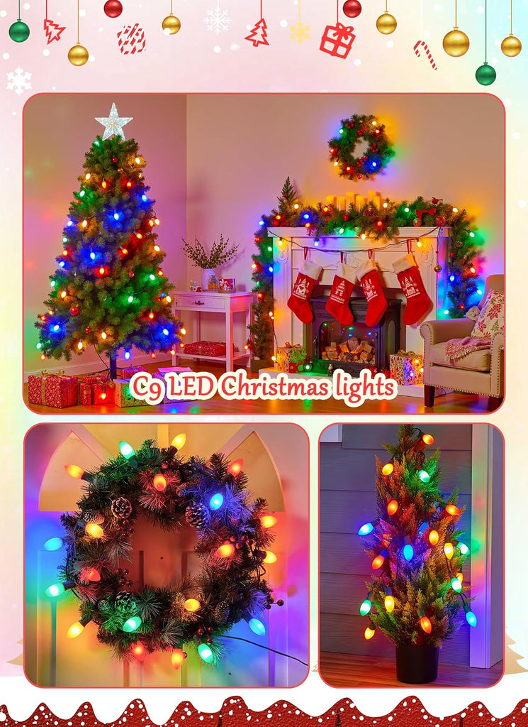Vintage Christmas Lights Outdoor, 50Ft C9 String Lights with 50 LED Bulbs
