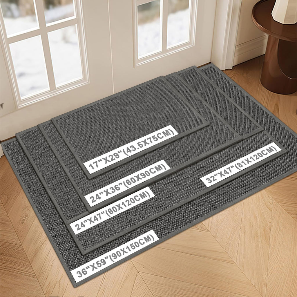 Door Mat 24"x47", Non Slip Washable Indoor Door Mat, Grey