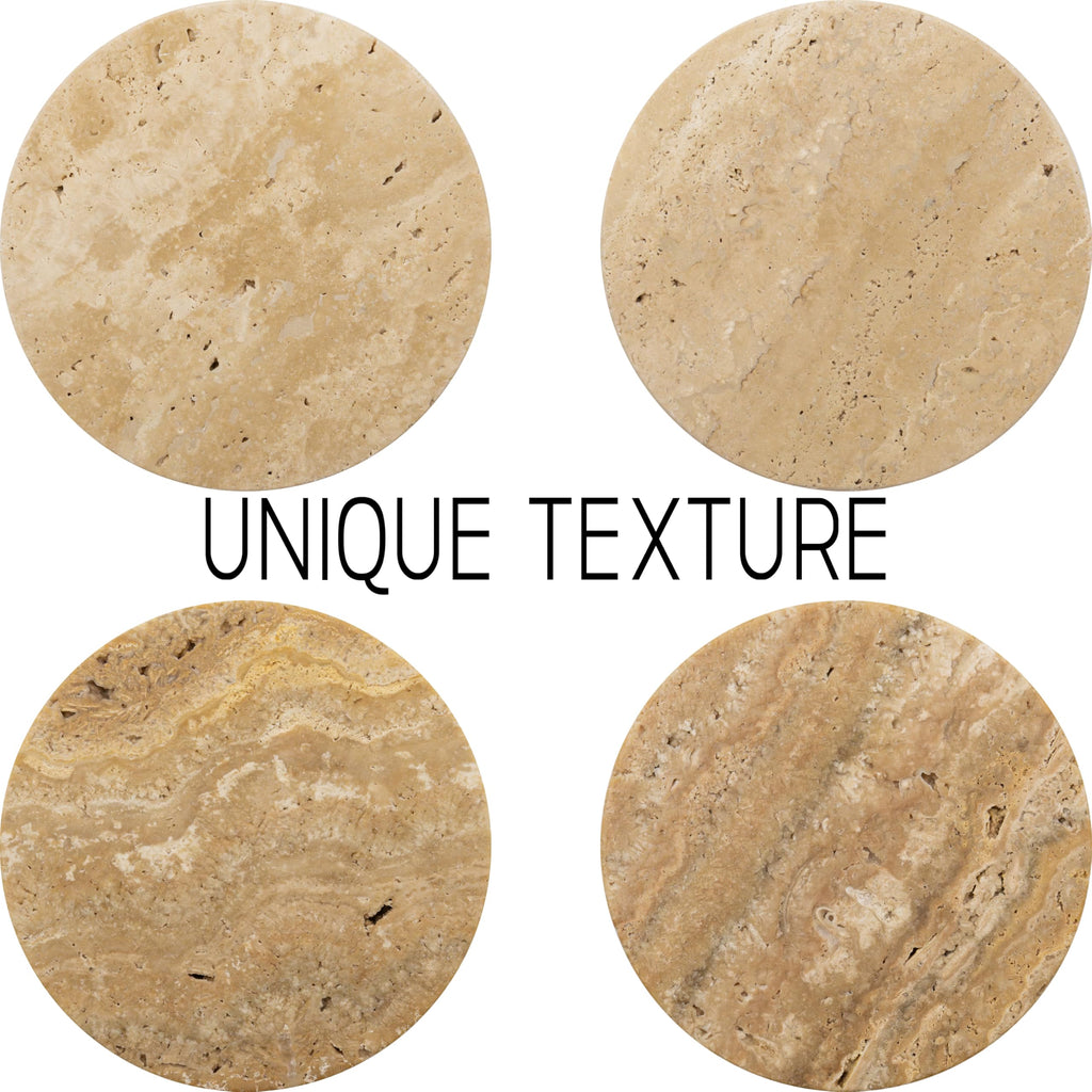 Coasters Natural Travertine Marble Coasters Set of 4 for Drinks Absorbent Stone with Holder Style Ceramic Drink