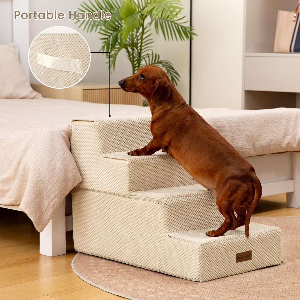 Dog Steps for Bed & Couch, 18.5" H 4-Step Pet Stairs for Small Dogs