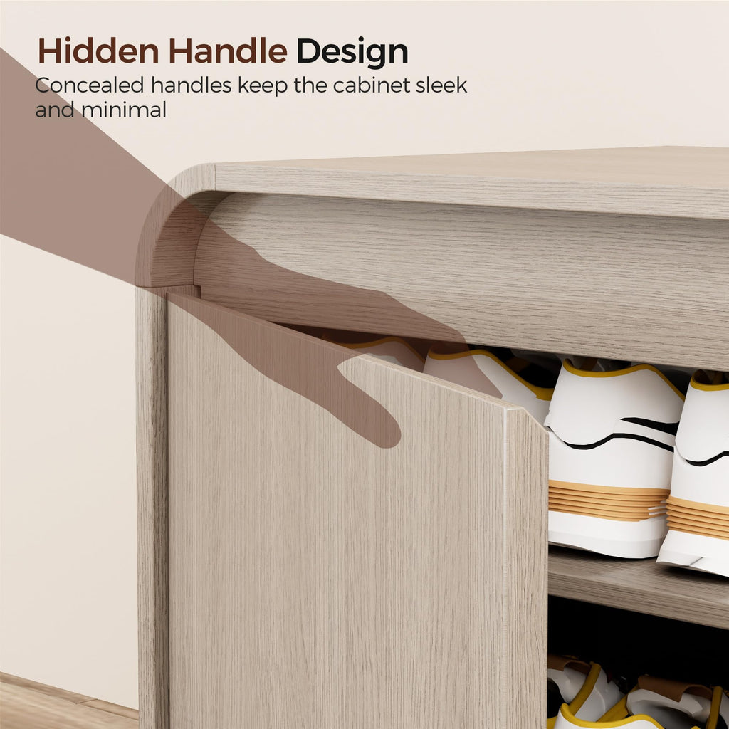 Modern Curved Entryway Shoe Storage Bench