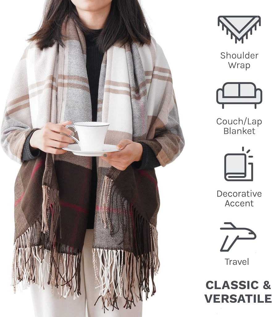 Brown Plaid Throw Blanket, Sofa (50"x60", Coffee)