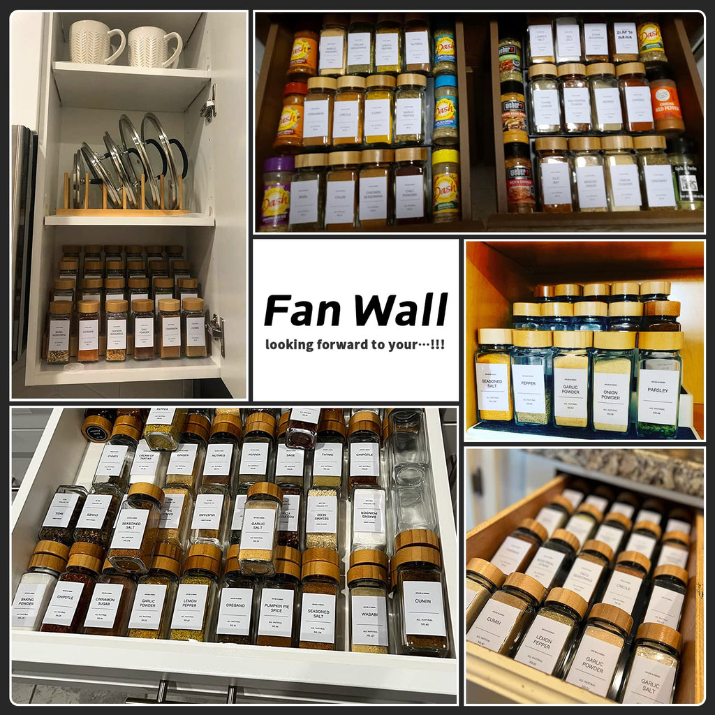 Spice Jars with Label 24Pcs,Seasoning Containers,Glass Spice Jars with Bamboo Lids,Kitchen Essentials,Spices