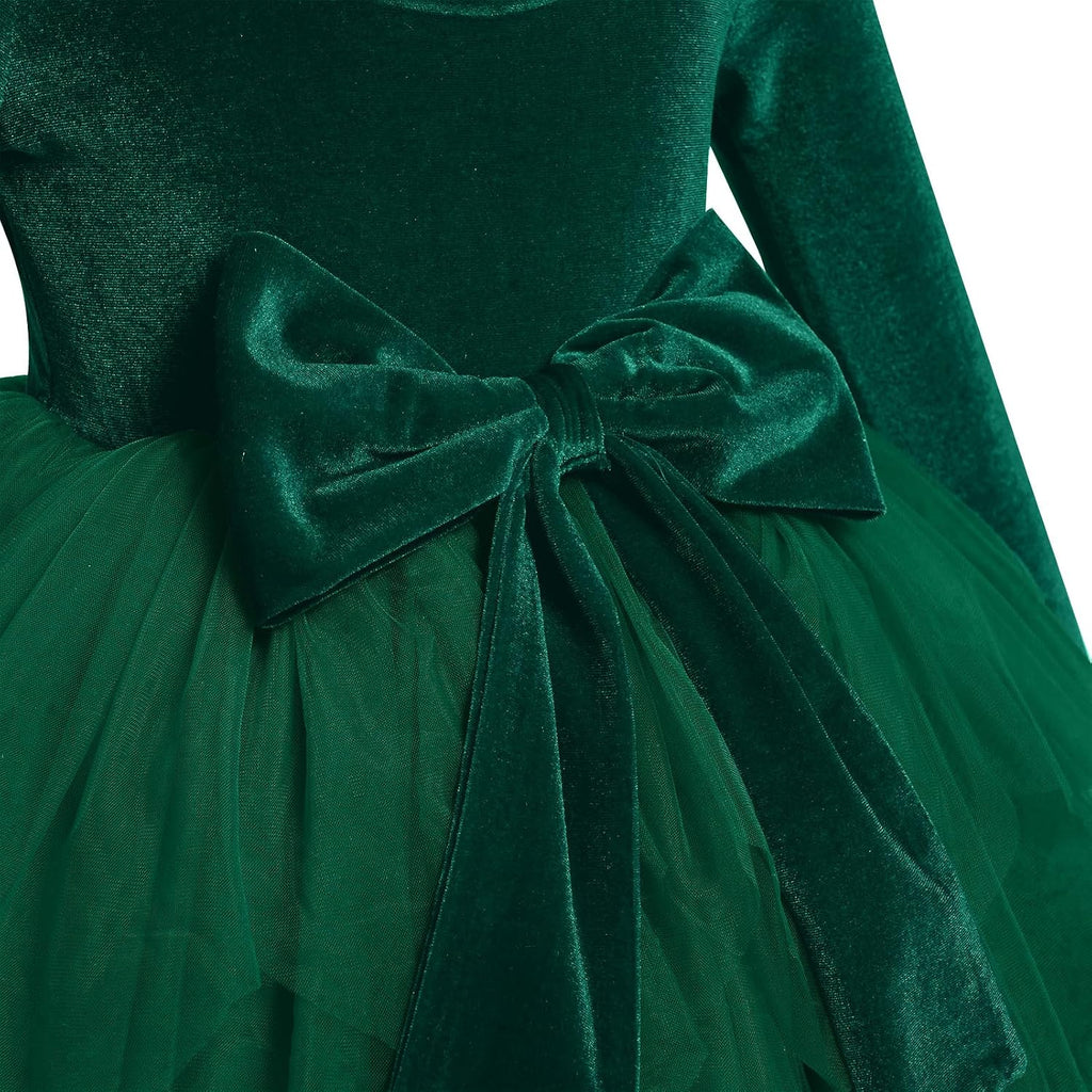 Toddler Baby Girls Velvet Tutu Dress Bowknot Ruffle Tulle Princess Christmas Birthday Party Dress Fall Winter Clothes