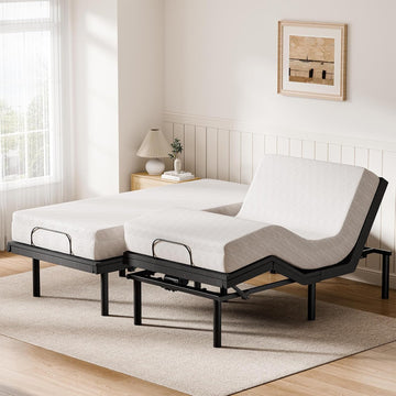 Split King Adjustable Bed Frame, Electric Base, Head & Foot Incline - Set of 2