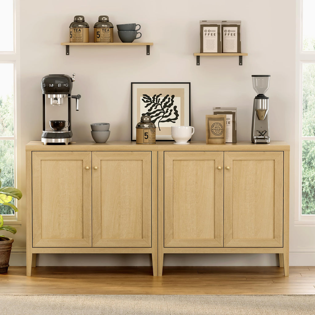 Sideboard Buffet Cabinets Set of 3 with Adjusable Shelves, Farmhouse Storage Cabinet, Credenza, Accent Cabinet
