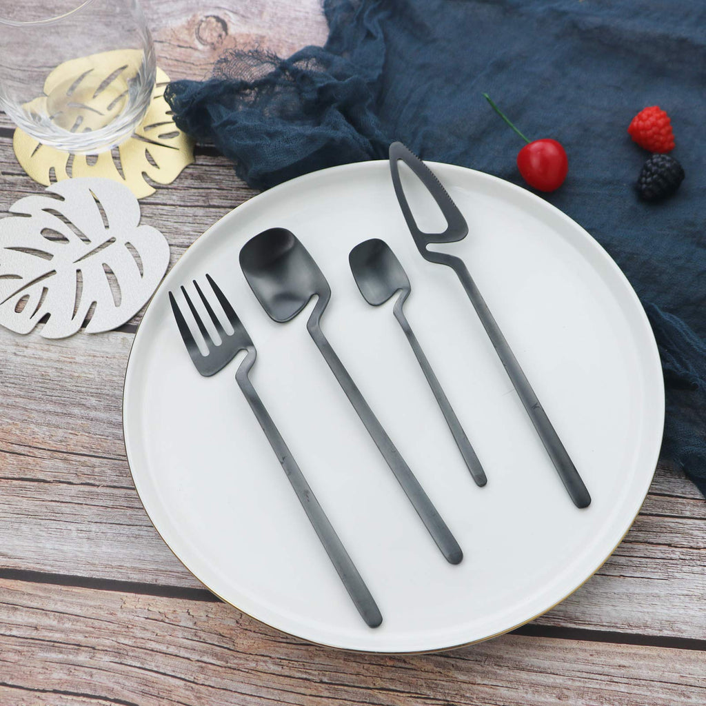 Silverware Set Satin Finish 24-Piece Stainless Steel Flatware Set Kitchen Utensil Set Service for 6 Tableware Cutlery
