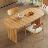 55.12"-70.87" Farmhouse Extendable Oval Dining Table for 4-6, Modern Solid Wood Kitchen & Dining Table with Removable